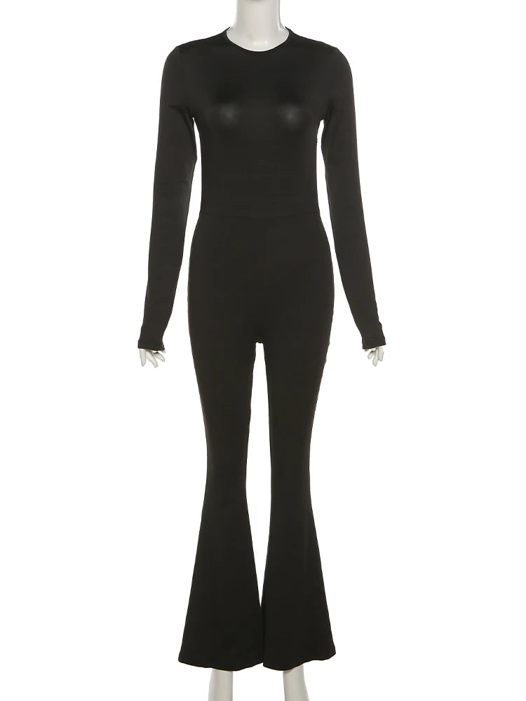 Nibber Sexy Open-Back Jumpsuit Hollow New Spring Fashion Flared High Street For Temperament Women Street Daily Commuting Wear Aviola