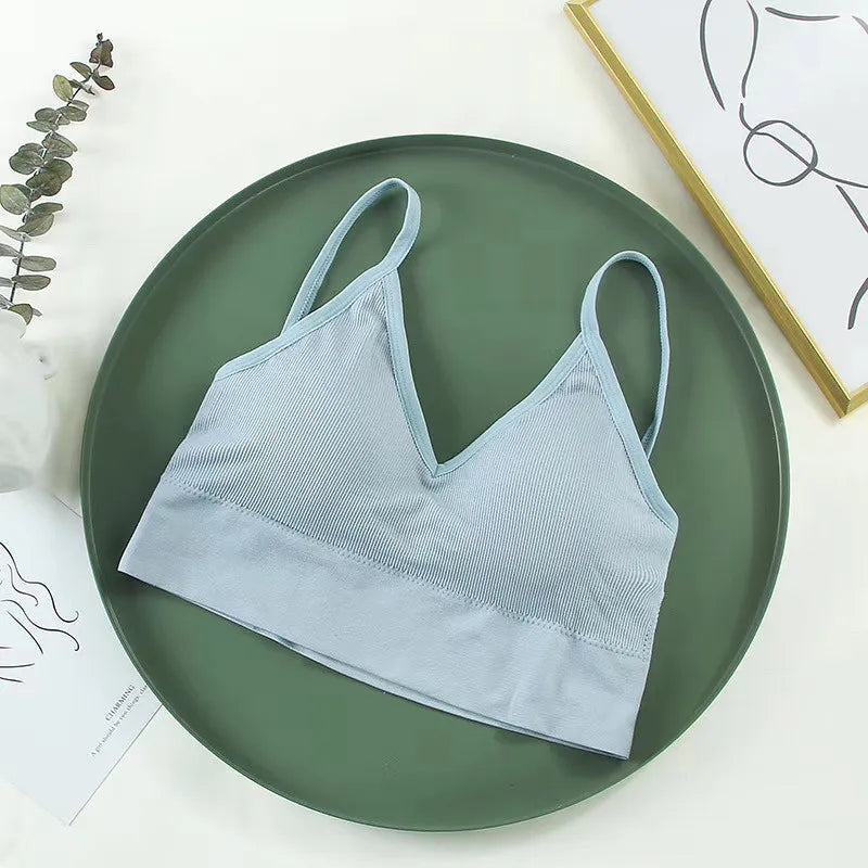 Women Crop Top Solid Color Tube Top Seamless Bra Sports Sexy Lingerie Active Bra Tops Underwear With Removable Pads Aviola