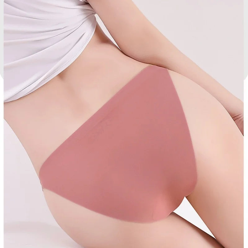 5Pcs/Set Seamless Briefs Ice Silk Panties Women Sexy Underwear Low Waist Underpants Female Solid Color Ultra-thin Lingerie Aviola