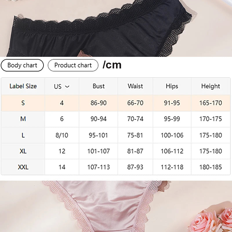 5PCS/Set Seamless Satin Panties Low Rise Lace Patchwork Briefs Solid Color Comfortable Breathable Women's Underwear Lingerie Aviola