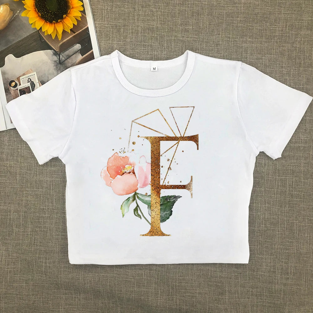 2024 Europe and the United States new printed art letter short sleeve women with street women T-shirt Y2K Aviola