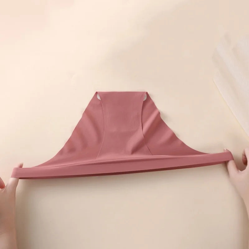 5Pcs/Set Seamless Briefs Ice Silk Panties Women Sexy Underwear Low Waist Underpants Female Solid Color Ultra-thin Lingerie Aviola