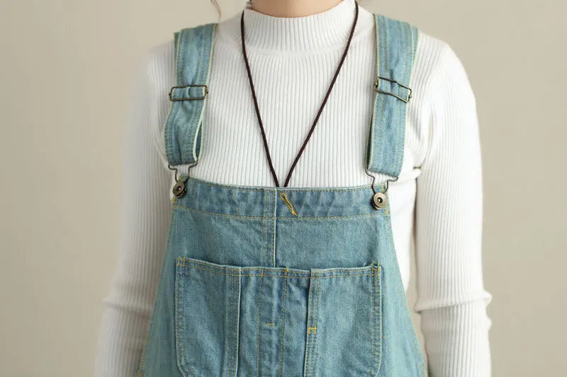 Jumpsuits Women Causal Loose Denim One Piece Mom Jeans Suspenders Overalls Wide Leg Long Pants High Waist Rompers Y2k Streetwear Aviola