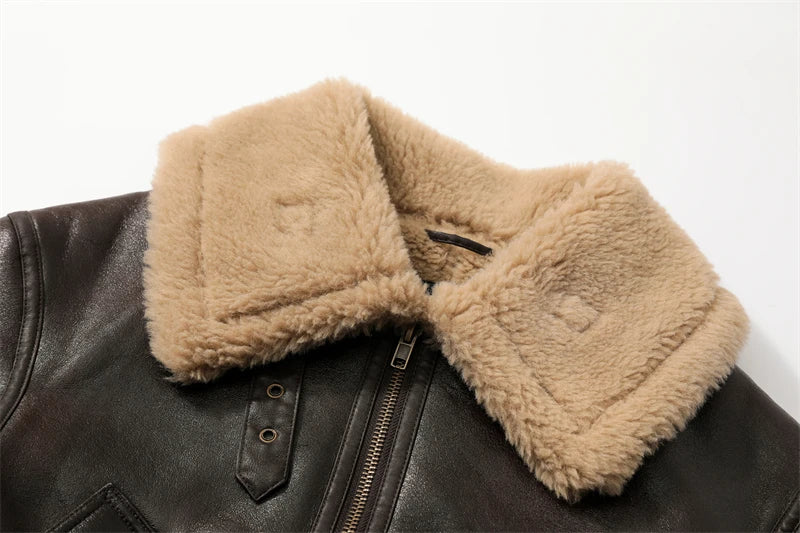 RARF Autumn winter new women's thickened warm double-sided short jacket Women's brown coat Aviola