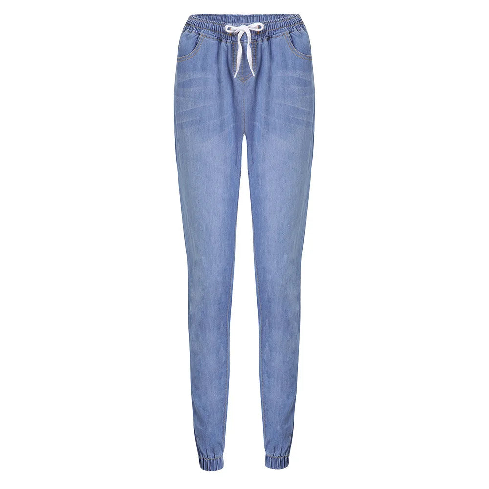 Pencil Denim Pants Women Jeans Ankle Length Pants Y2k Streetwear Spliced Pockets Mid Waist Washed Jean Skinny Casual Mom Aviola