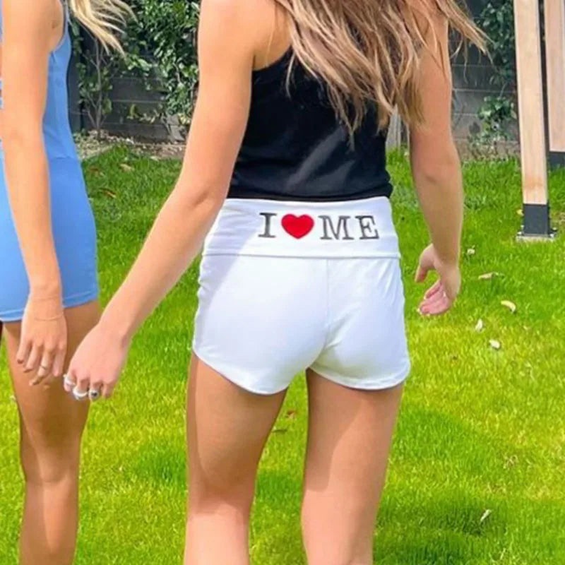 T2K European and American street style short letter print new basic versatile casual shorts Aviola