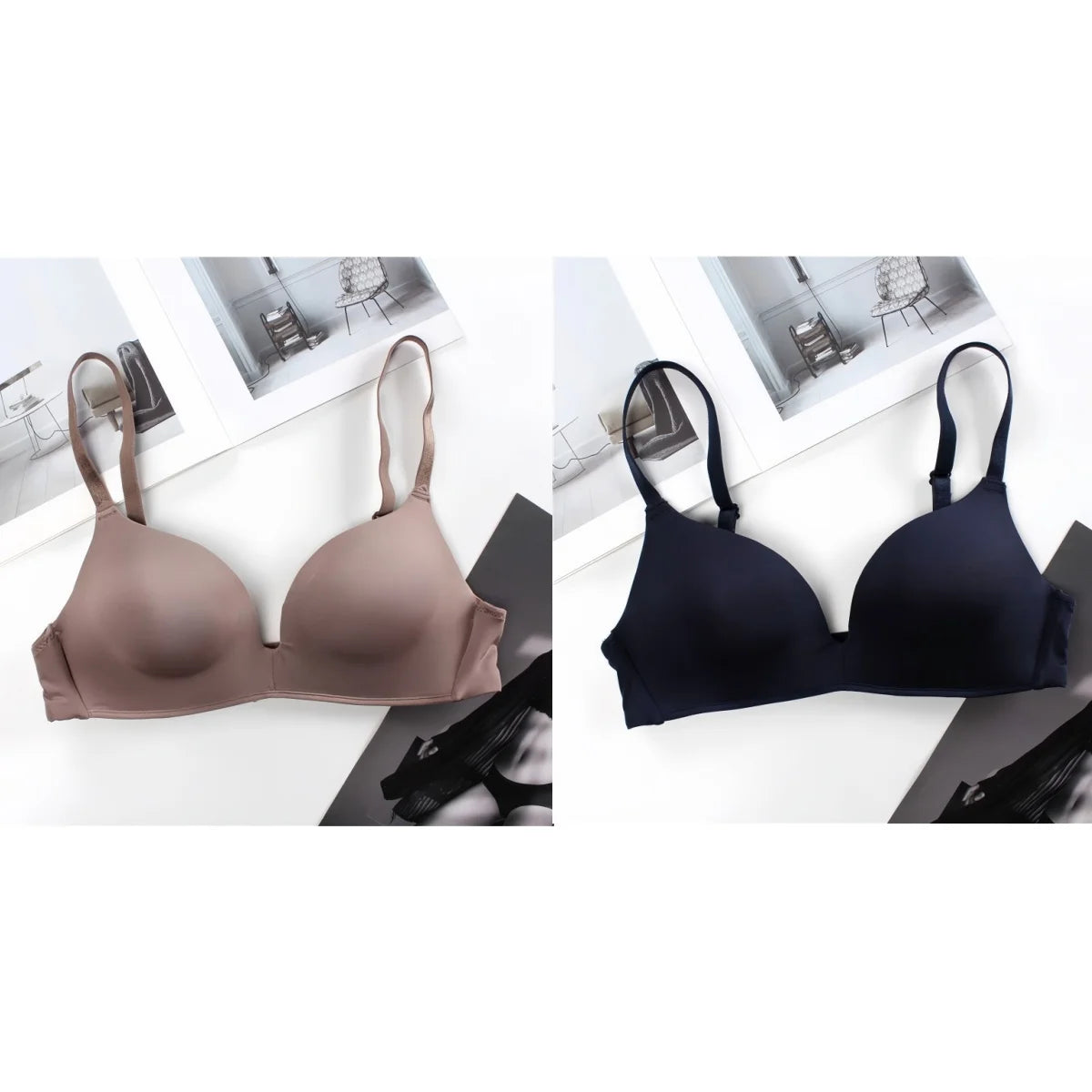 2Pcs/Set Push Up Bra Padded Bras For Women Underwear Non-wire Brassiere Sexy Lingerie Solid Color 3/4 Cup Comfort Intimates Aviola