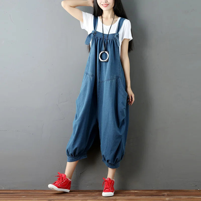 Jumpsuits Women Denim One Piece Mom Jeans Overalls Wide Leg Long Pants High Waist Rompers Y2k Streetwear Work Casual 2025 Aviola