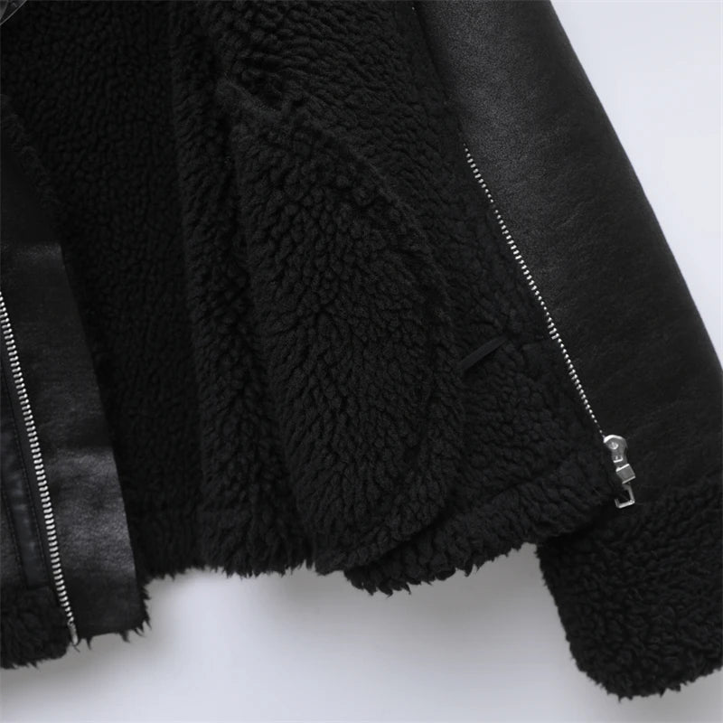 RARF 2024 women's thickened warm fur integrated grab fleece double-sided jacket jacket women's biker top Aviola