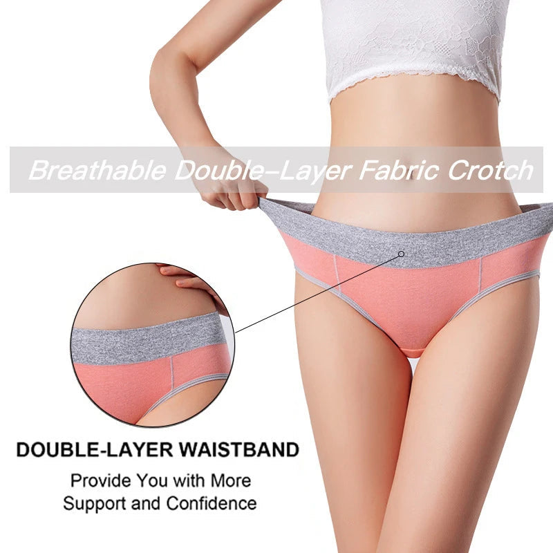 5pcs/Set Women's Color-Matching Cotton Panties Breathable Underpants Seamless Soft Lingerie Girls Fashion Briefs Knickers Aviola