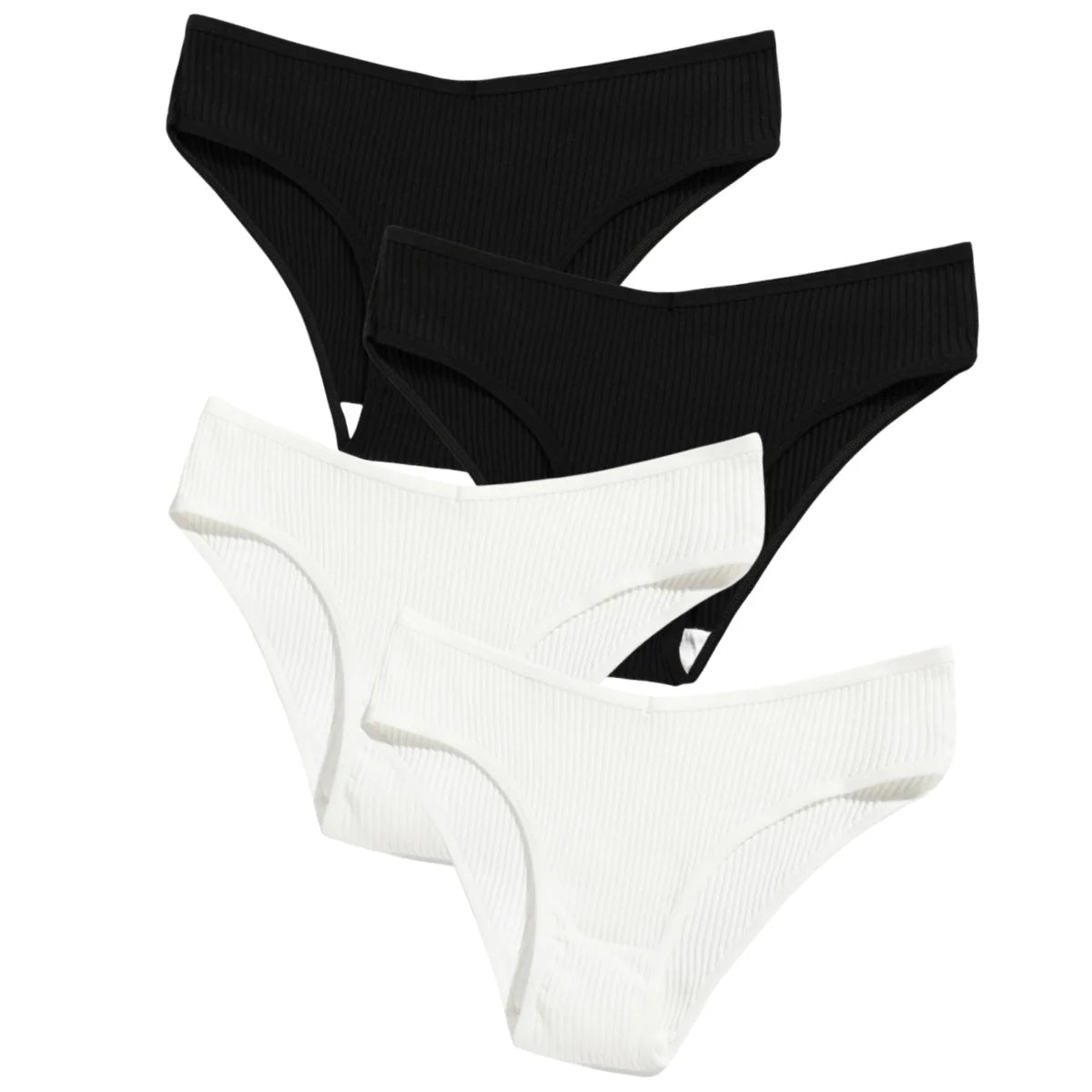 4Pcs/Set Seamless Panties Cotton Briefs Low Waist Bikini Panty Sports Underwear Breathable Solid Color Ribbed Underpants Aviola
