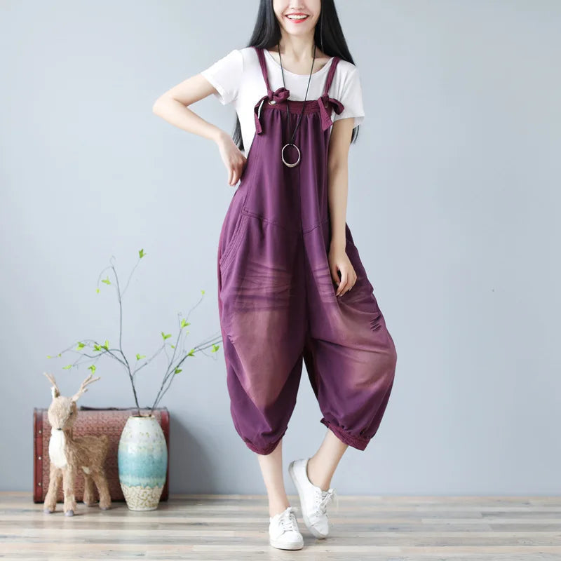 Jumpsuits Women Denim One Piece Suspenders Mom Jeans Overalls Hole Wide Leg Long Pants High Waist Work Y2k Streetwear Rompers Aviola
