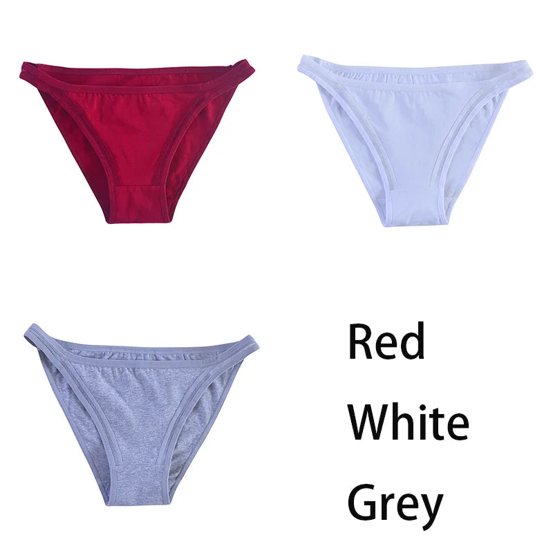 3Pcs/set Women Cotton Panties Female Mesh Underpants Solid Color Bikini Briefs Underwear Ladies Sexy Panty Girls Lingerie Aviola
