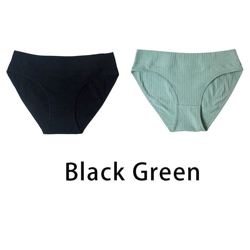 2PCS/Set Women Plus Size Seamless Cotton Panties Daily Underwear Sexy Female Rib Underpants Girls Comfort Briefs Lingerie 835 Aviola