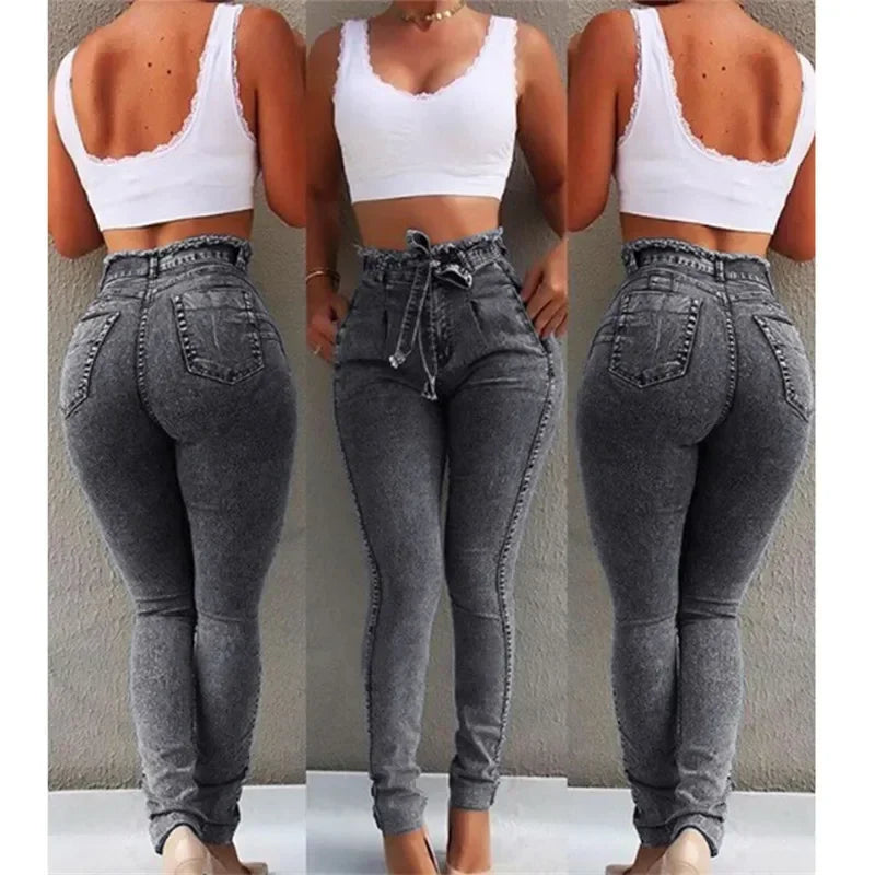 Women High Waist Denim Pants Plus Size Sexy Stretchy Slim Elastic Hips Pants Pencil Pants Trouser Plus Size Sexy Mom Jeans 2025 Aviola