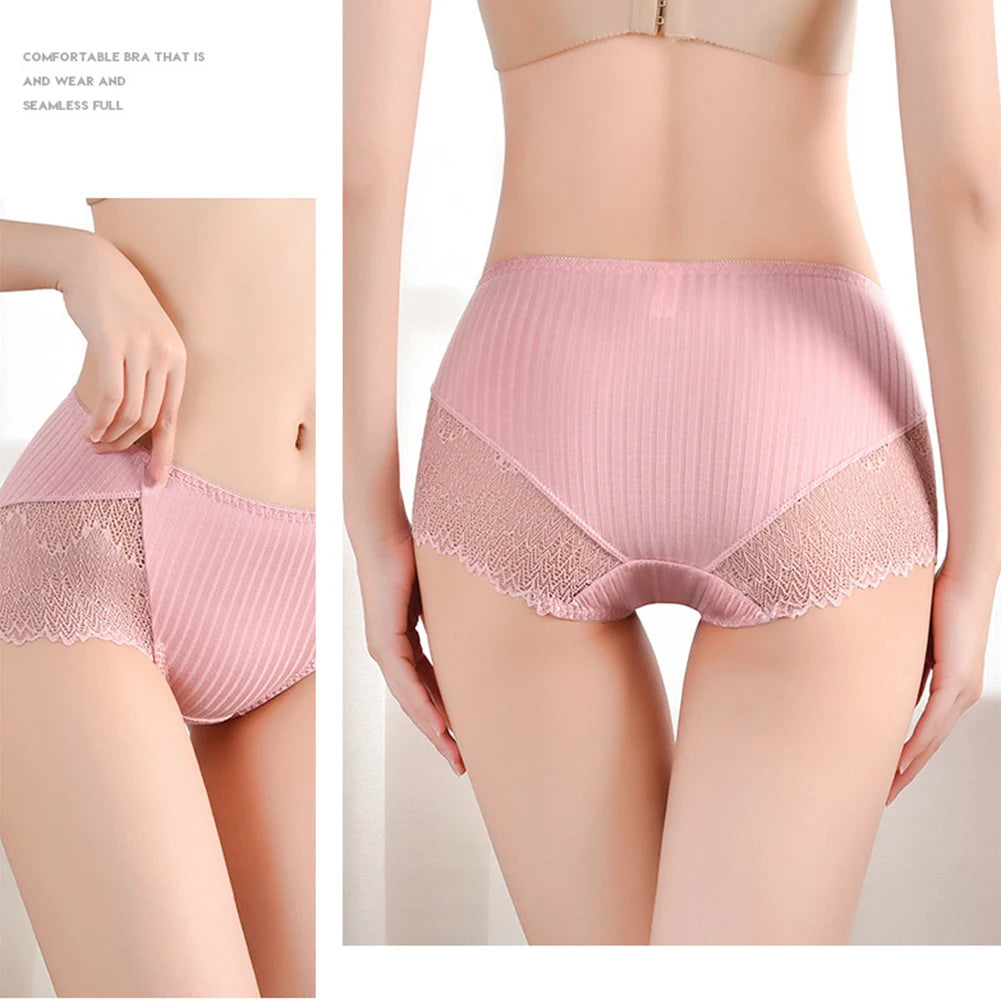 5pcs/Set Ladies Lace boxer briefs Full Coverage Soft Breathable Panties Multipack Underwears for Women Girls Soft Knickers Aviola