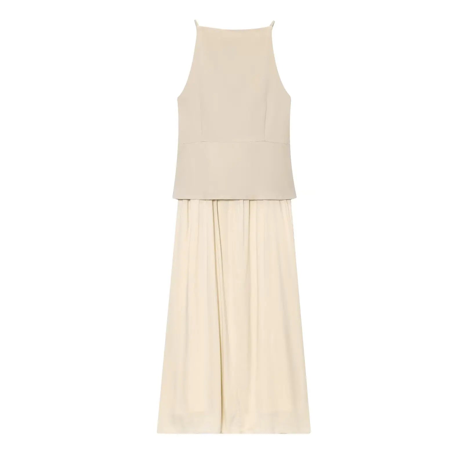 UNIZERA 2025 Summer New Arrivals Women's Wear Single-Breasted Small Pleated Skirt Midi Vest Splicing Dress Aviola