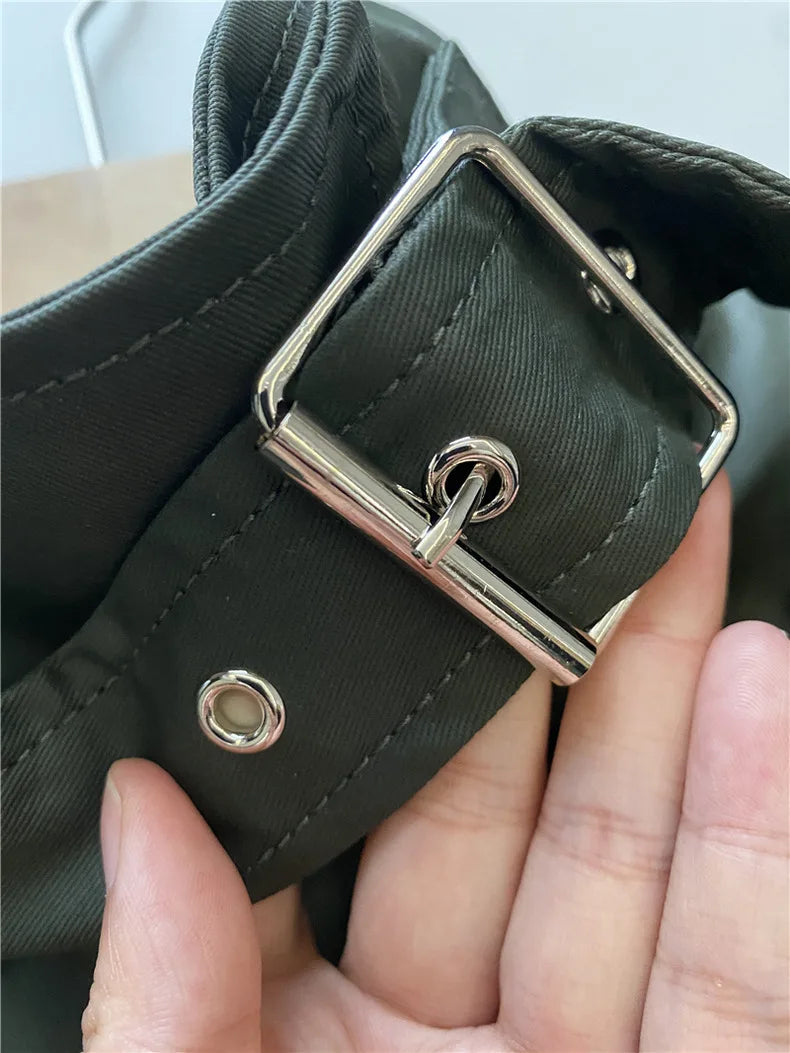 RARF 2024 autumn new women's fashion pocket double breasted waxed leather short trench coat women's top coat Aviola