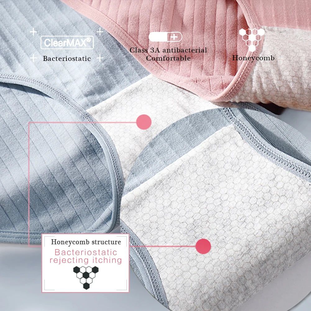 5pcs/pack Women's Stretchy Cotton Panties Oversize Anti-bacterial Briefs Lingerie Aviola