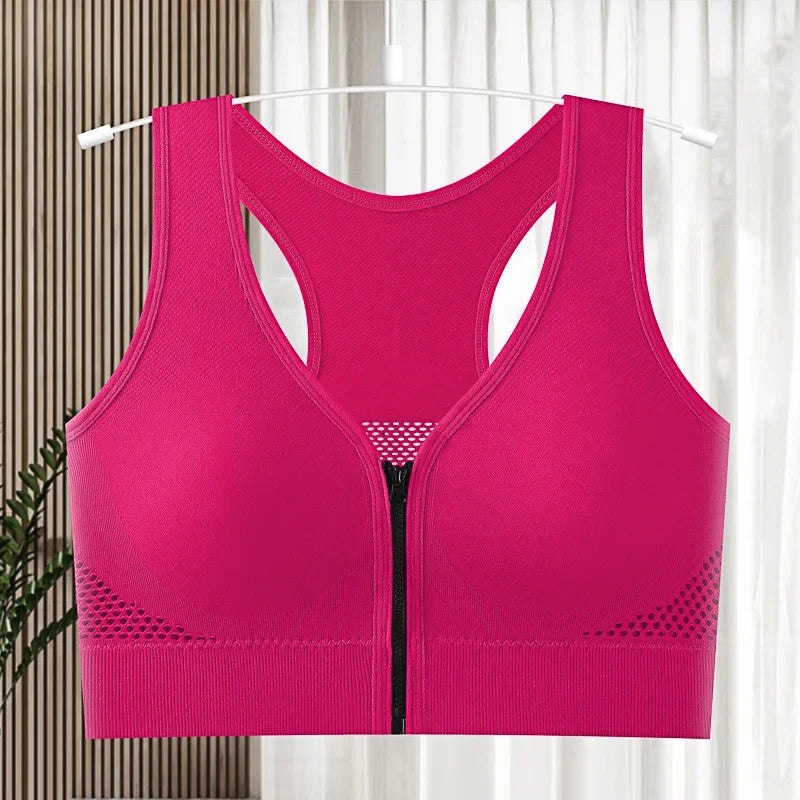 Seamless Bras Crop Top Women V-Neck Front Zipper Push Up Tank Top Women's Sports Underwear Padded Camisoles Aviola
