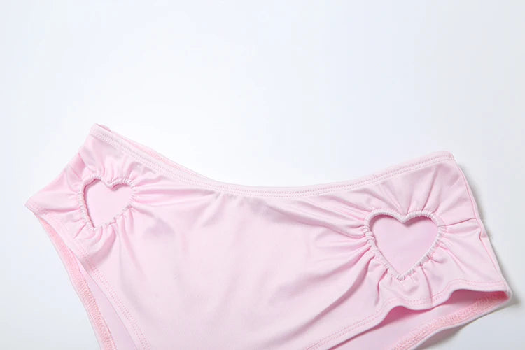 Nibber Sexy Heart Hollow 2 Piece Set Women Simple Vacation Camisole+Panties Beach Style Matching Stretch Street Comfortable Suit Aviola