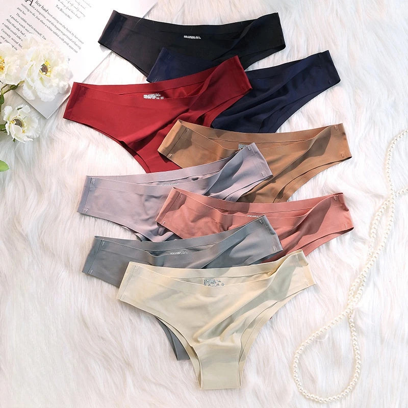 10Pcs/Set Seamless Panties Women Ice Silk Underwear Sexy Sports Briefs Low Waist Panties Female Soft Ultra-thin Lingerie Aviola