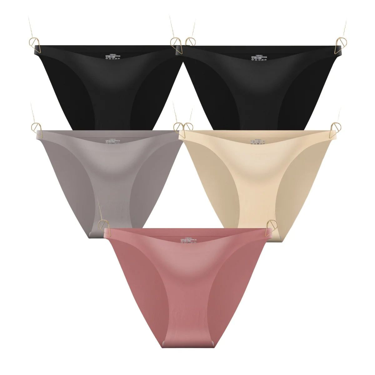 5Pcs/Set Seamless Briefs Ice Silk Panties Women Sexy Underwear Low Waist Underpants Female Solid Color Ultra-thin Lingerie Aviola