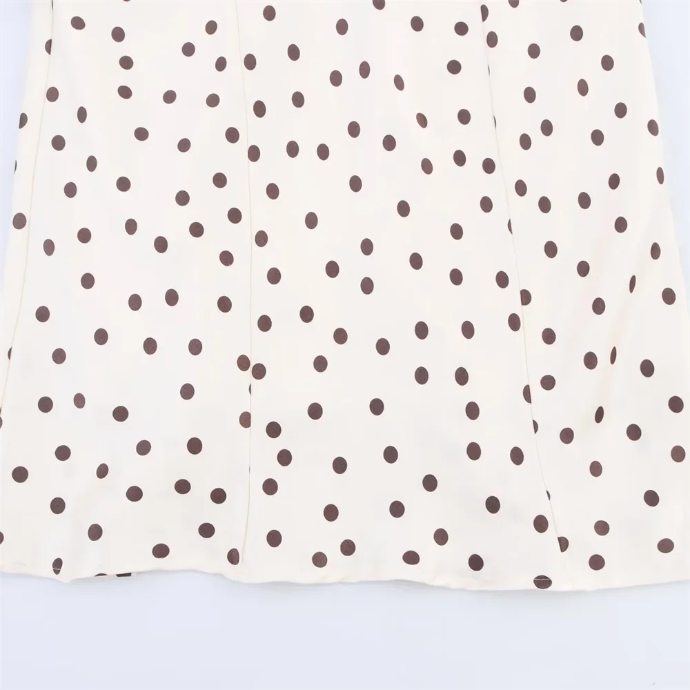 BM&MD&ZA2025Polka dot satin texture V-neck backless seaside holiday style A-line dress long skirt summer new women's clothing Aviola