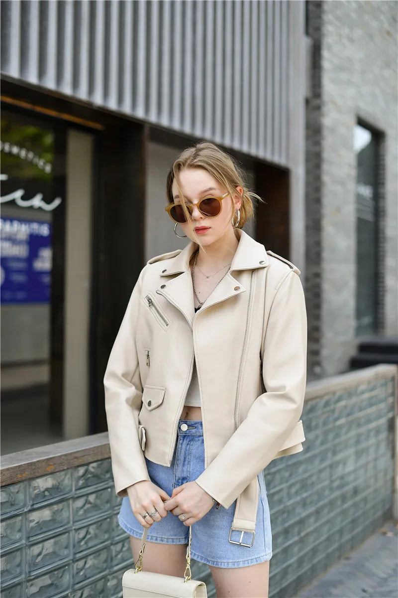 RARF Spring and Autumn 2024 The new belt detachable epaulet motorcycle jacket leather jacket Aviola