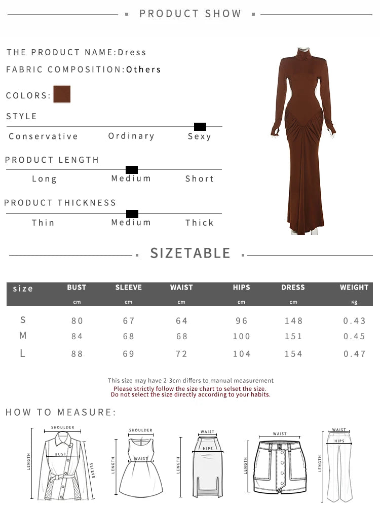 Nibber Backless Maxi Dress Women High Neck Long Sleeves Waistless Peach Buttocks Folds Shoulder Pads Elegant Banquet Vestidos Aviola