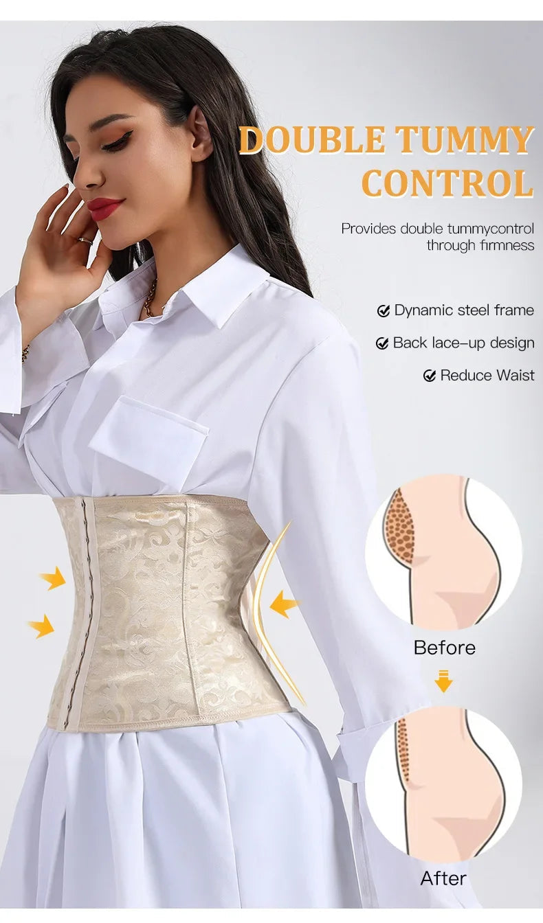 European Style Corset Shapewear Women 3-Row Buckles Waist Trainer Tummy Control Bodice Slimming Bust Lifter Tight Fit Fashion Aviola