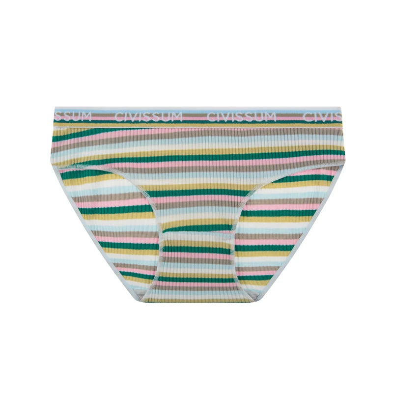 Women Cotton Seamless Panties Female Plus Size Sweety Underwear Sexy Colorful Rainbow Striped Lingerie Girls Cute Briefs NK606 Aviola