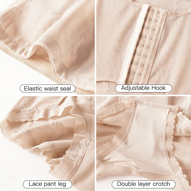 Women’s Waist Control Shapewear Panty with 3-Row Hooks Double Tummy Compression Mesh Butt Lifter High Waist Slimming Body Shaper Aviola