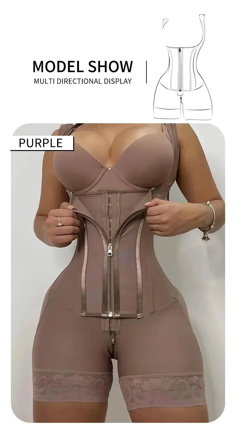 Body Shaper Women Colombian Fajas Shapewear Bodysuit 9-bone High Compression Girdles Double Tummy Control Full Body Open Crotch Aviola