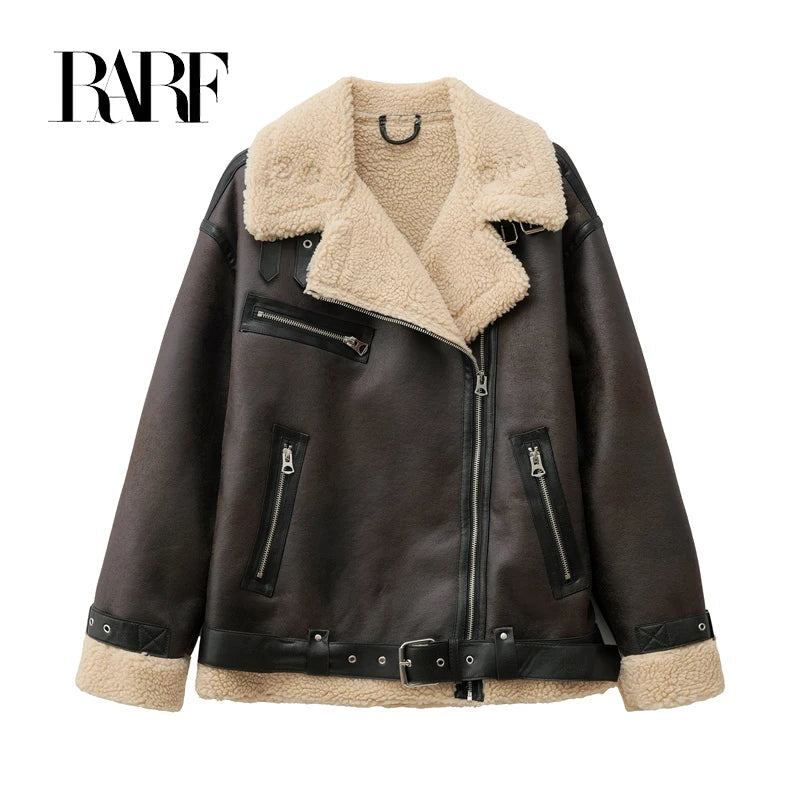 RARF 2024 Autumn/Winter new European-style women's warm and thick double-sided lapel long-sleeved jacket jacket Aviola