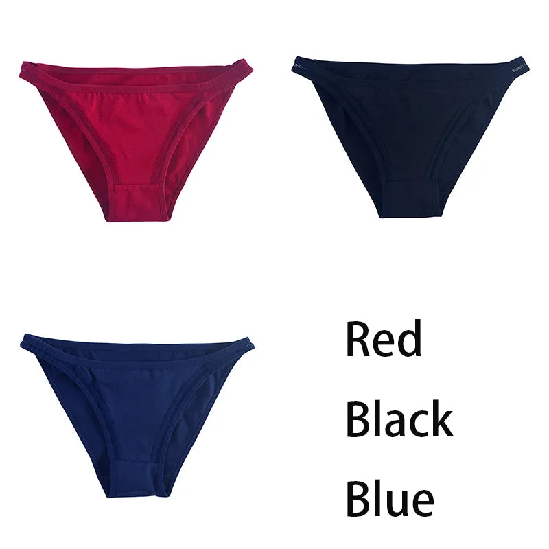 3Pcs/set Women Cotton Panties Female Mesh Underpants Solid Color Bikini Briefs Underwear Ladies Sexy Panty Girls Lingerie Aviola