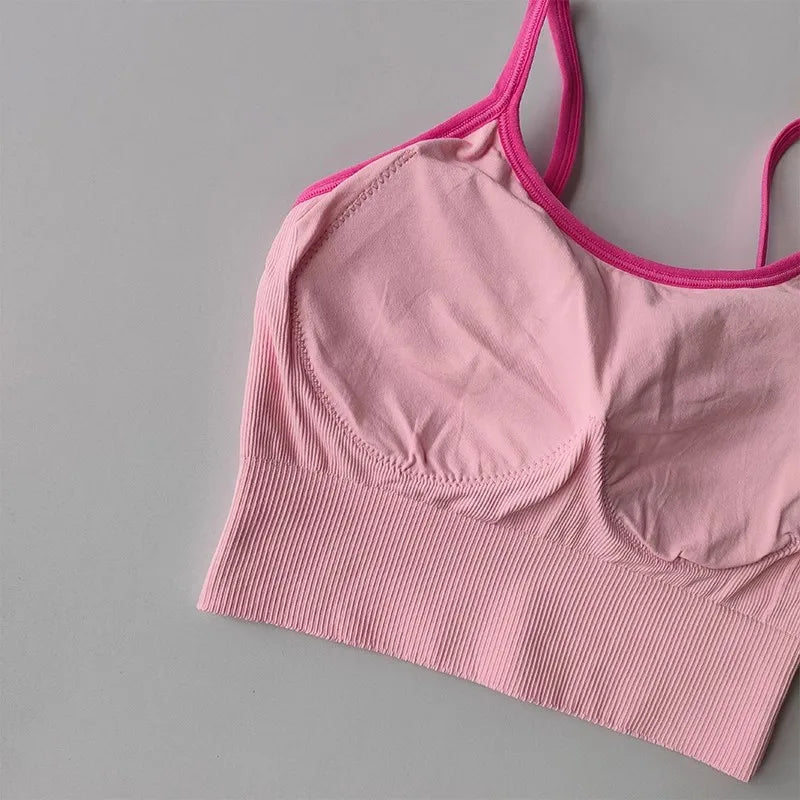 Women Breathable Sports Bra Fitness Tops Gym Crop Top Brassiere Push Up Camisole Sport Bras Gym Workout Top Letter Yoga Bra Aviola
