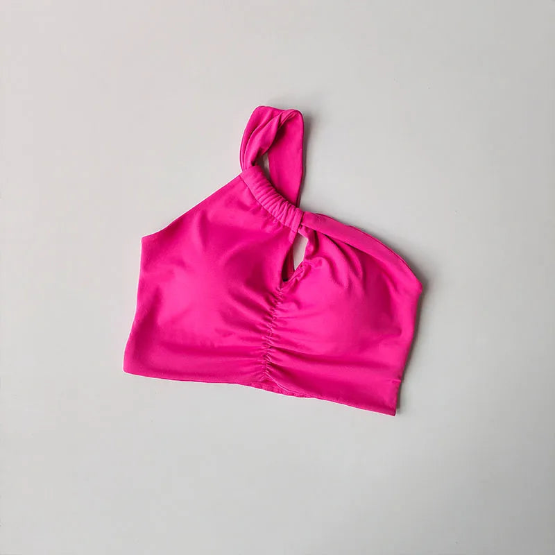 Women Yoga Bra Sexy Slant Strap Fashion Sports Bras Yoga Top Vest Yoga Gym Bra outdoor Sport Running Fitness Sport Underwear Aviola