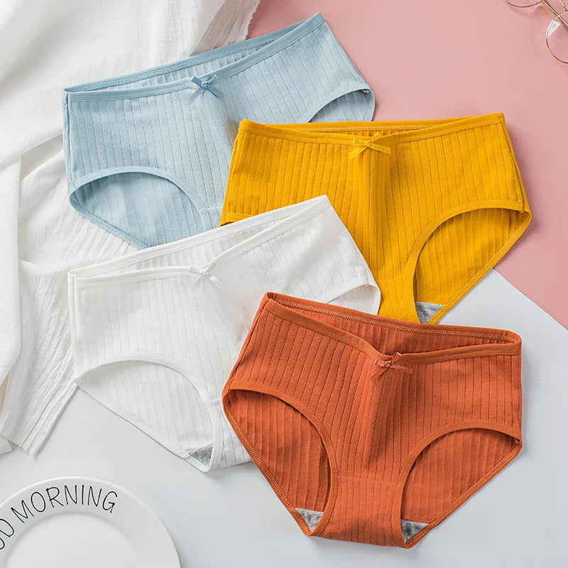 7Pcs/Set Cotton Panties Low Waist Briefs Women Sexy Lingerie Female Underpants Panty Solid Color Breathable Underwear Intimates Aviola