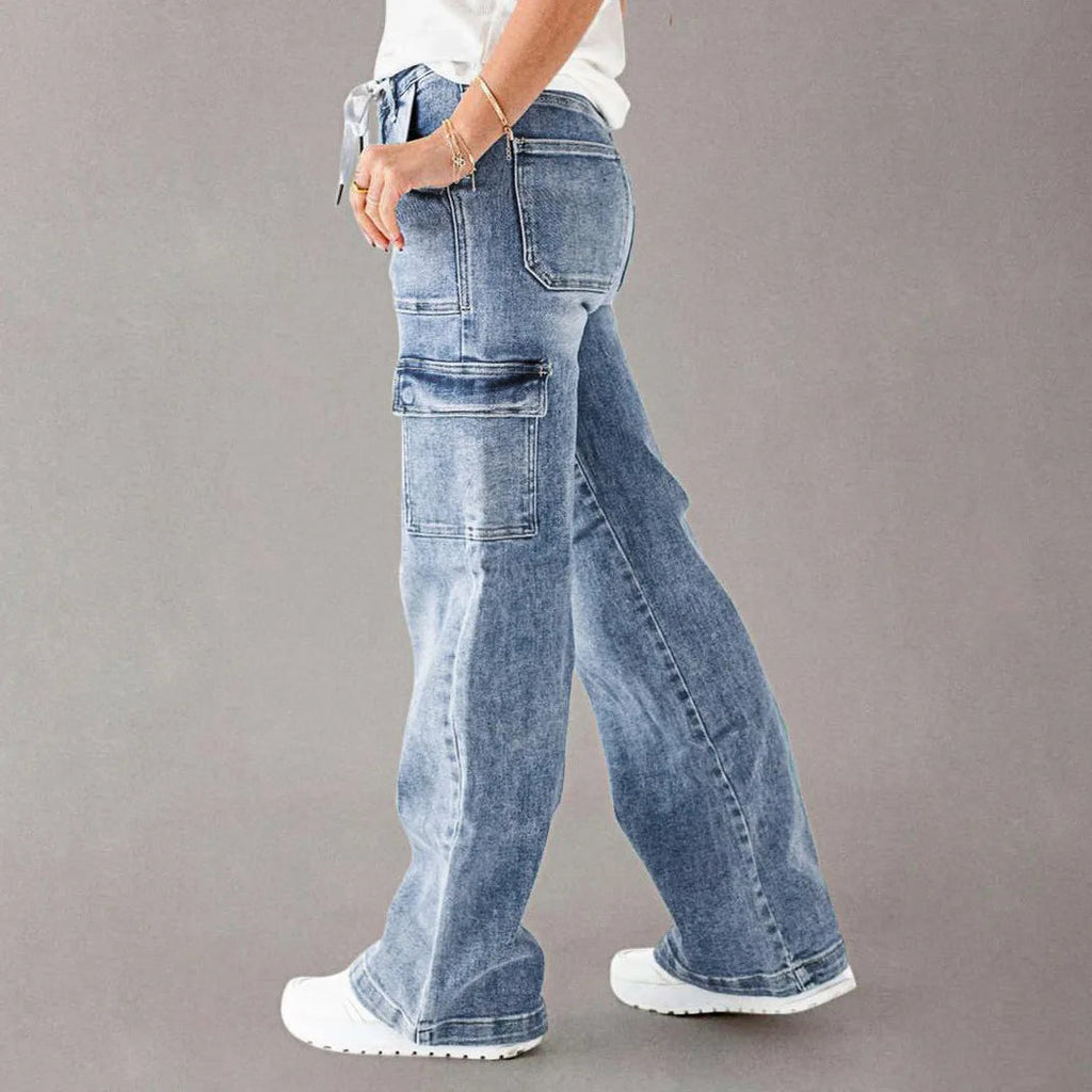 Denim Cargo Pant Women Jeans Long Pants Casual Loose High Waist Straight Trousers Y2k Streetwear Elegant Punk Mom Work 2025 Aviola
