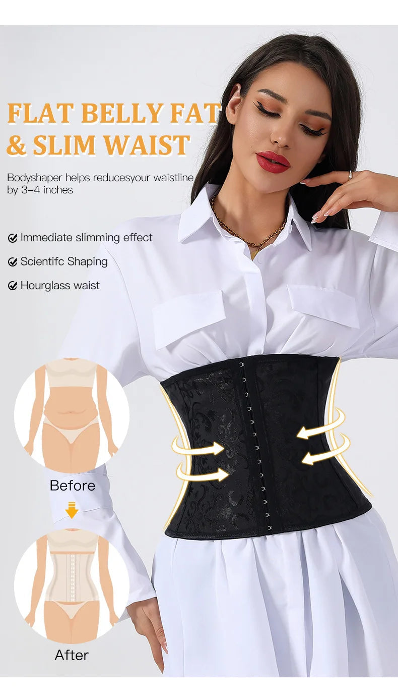 European Style Corset Shapewear Women with 3-Row Buckles Waist Trainer Bodice Slimming Bust Lifter Tight Fit Fashion Shaping Top Aviola
