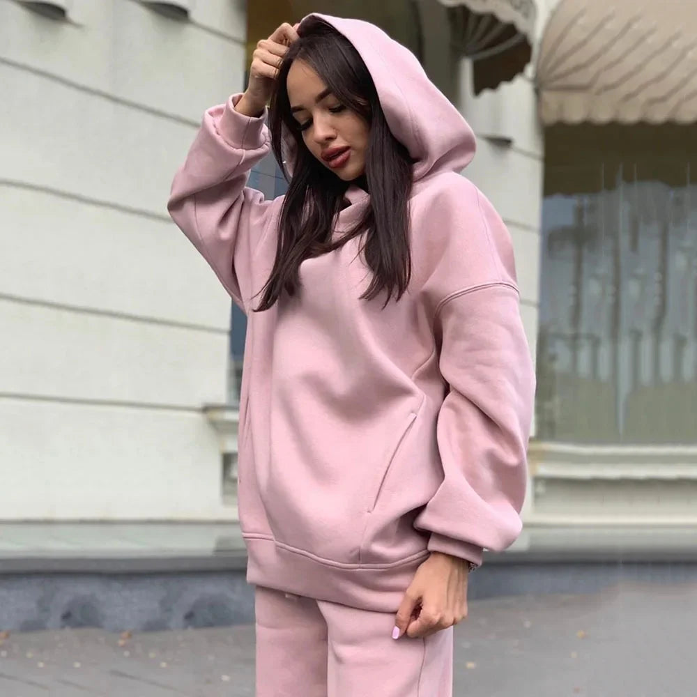 autumn tracksuit outfit set Women Two Piece Set hoodies Hooked Leisure Wide Leg Long Pants Sets Slim Fit Office Ladies Autumn Aviola