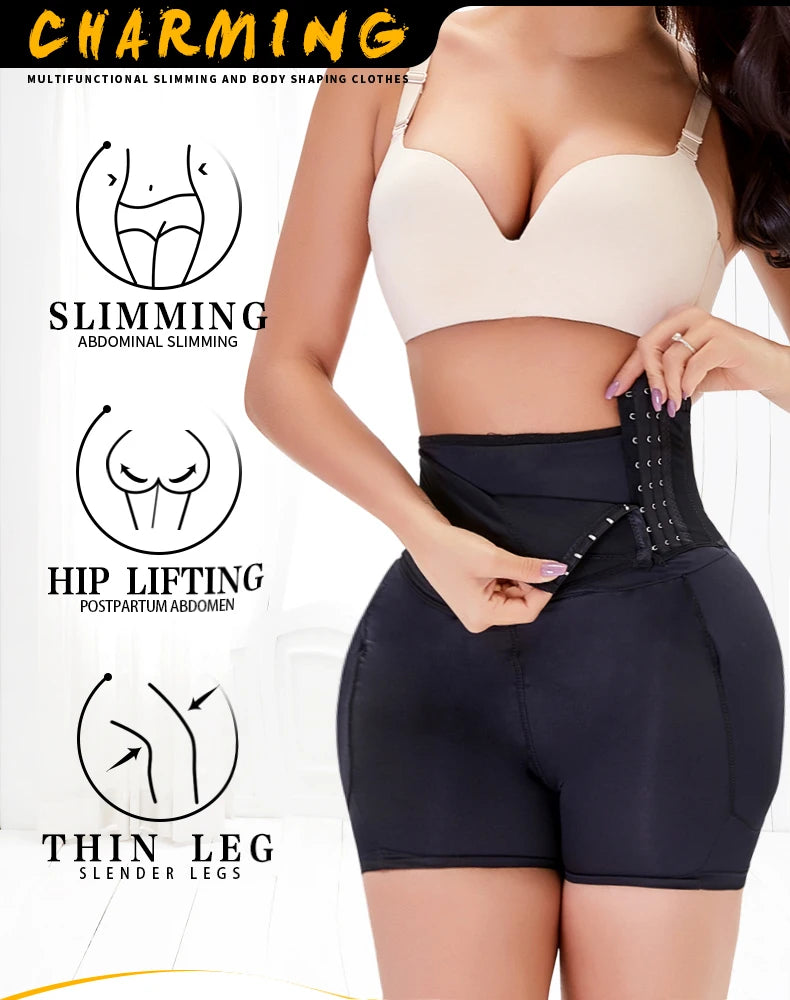 Women's Shapewear Firm Control Seamless Padded Thigh Slimmer High Waist Panties Hip Pads Enhancer Butt Lifter Short Booster Aviola