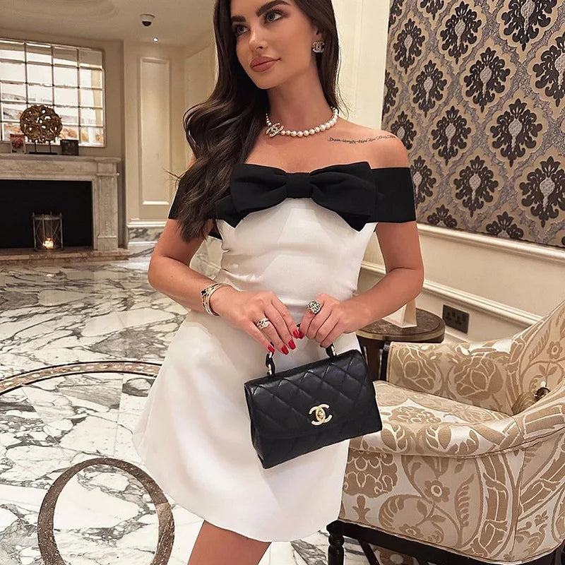 European and American women's Y2K new sexy high-end wrapped chest and buttocks skirt, one shoulder bow tie dress Aviola