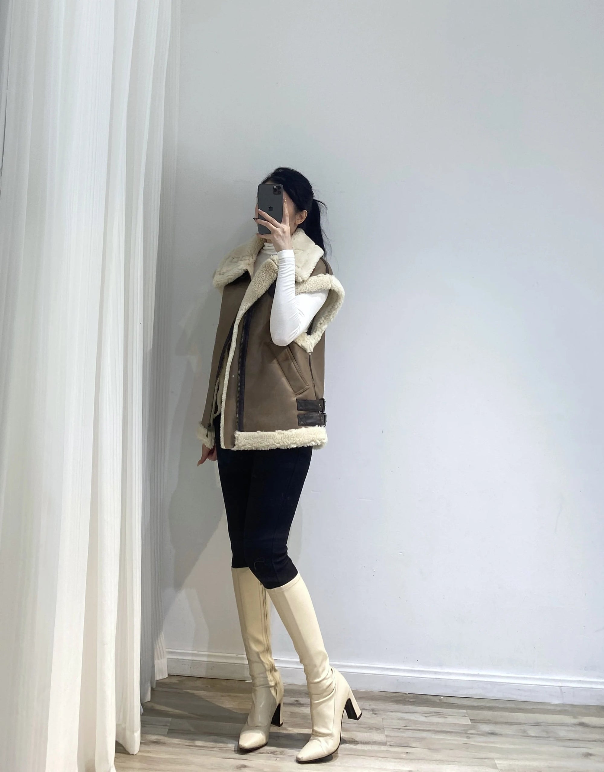 RARF 2024 autumn winter new ladies warm fur integrated sleeveless fleece stitching coat vest jacket Aviola