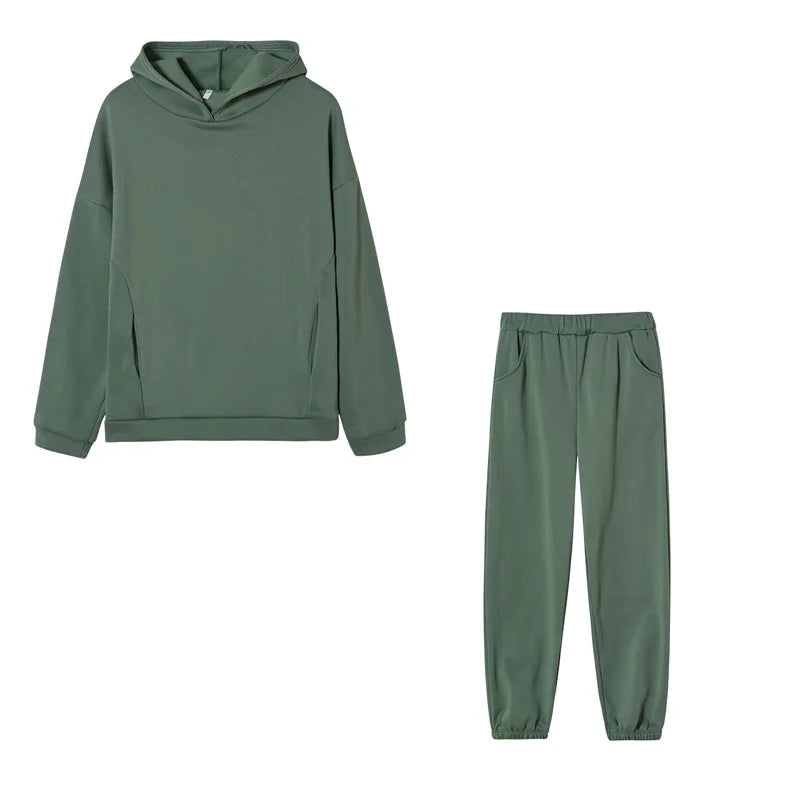 autumn tracksuit outfit set Women Two Piece Set hoodies Hooked Leisure Wide Leg Long Pants Sets Slim Fit Office Ladies Autumn Aviola
