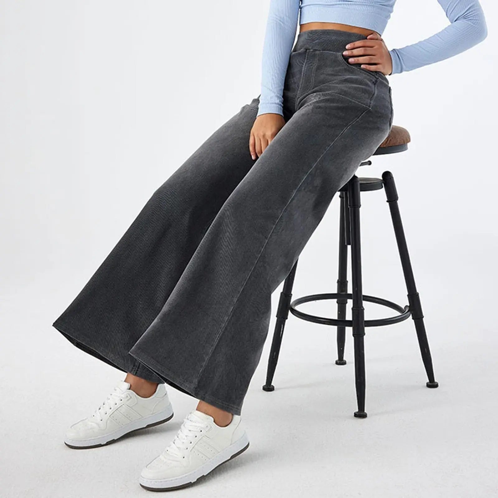 Women Jeans Denim Pant Wide Leg Long Pants Y2k Streetwear Elastic Waist Straight Trousers Elegant Mom Jeans Temperament Casual Aviola