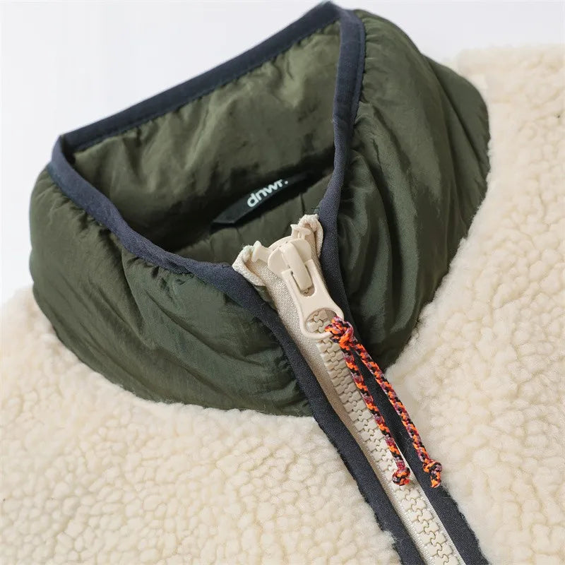 RARF 2024 men's new stand-up collar splicing grab fleece jacket jacket men's thickened hooded top can do couples Aviola
