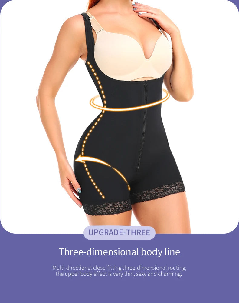 Women's Shapewear Bodysuit  Slimming  Butt Lifter Full Body Shaper Bbl Tummy Control Open Crotch Ziper Design Fajas Reductoras Aviola