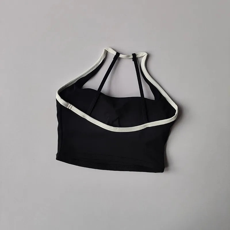Women's Beauty Back Sports Bra Shockproof Fixed Pad Yoga Bras Running Underwear Training Color Block Fitness Vest Gym Tops Aviola